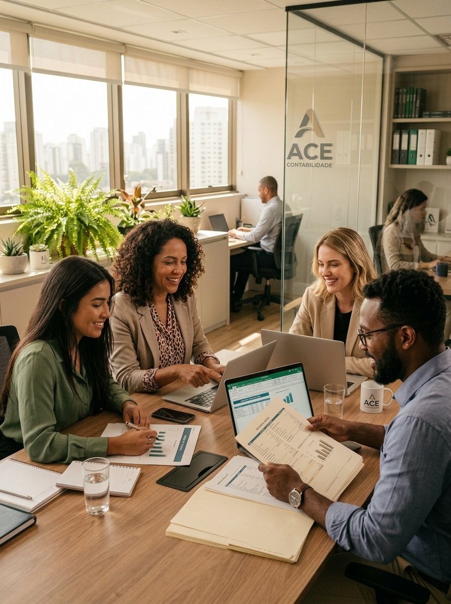 Equipe ACE Contabilidade reunida em consultoria